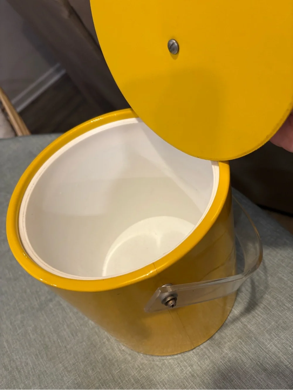 Vintage MCM Golden Yellow Lucite Ice Bucket.